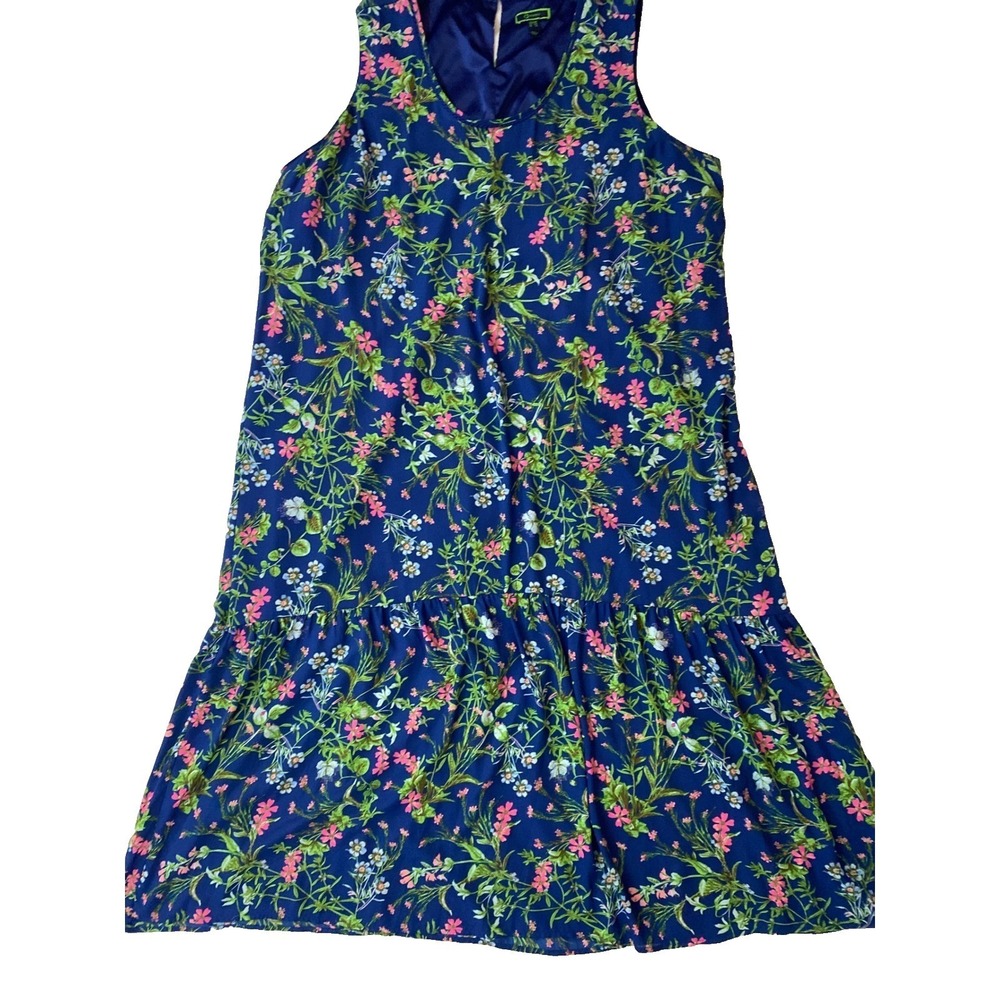C Wonder Sheer Floral Maxi Dress Womens 28WP Blue Sleeveless Tiered Lined Party